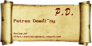 Petres Demény névjegykártya